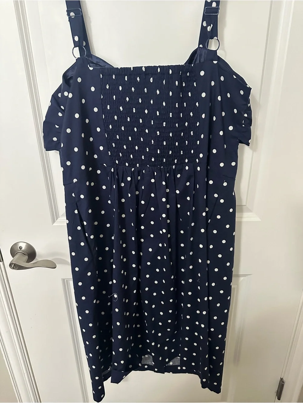 City chic Navy Polka Dot Button-Front Sundress with Front Tie - Picture 5 of 5